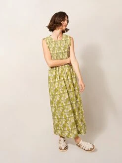 WHITE STUFF Erika Cotton Midi Dress In GREEN MULTI 10 WHITE STUFF Erika Cotton Midi Dress In GREEN MULTI -Whte Stuffy Store 438704 GREEN MLT MF