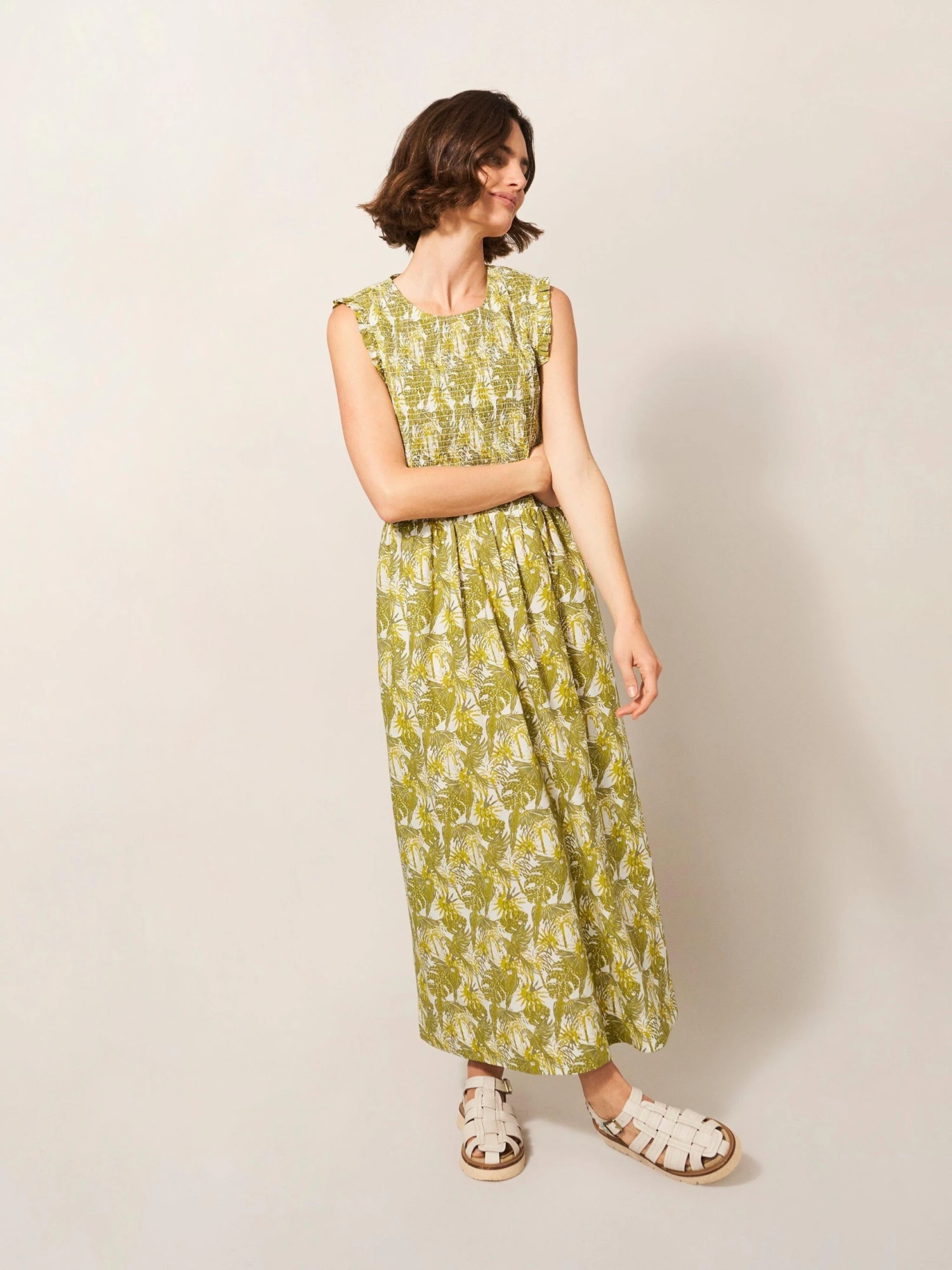 WHITE STUFF Erika Cotton Midi Dress In GREEN MULTI 3 WHITE STUFF Erika Cotton Midi Dress In GREEN MULTI - Image 3