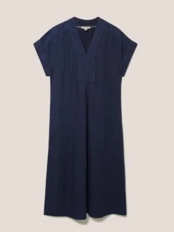 WHITE STUFF Marianne Linen Dress In DARK NAVY -Whte Stuffy Store 438705 DARK NAVY FF