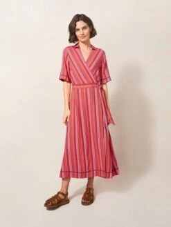 WHITE STUFF Felicity Linen Blend Dress In PINK MULTI -Whte Stuffy Store 438813 PINK MLT MF