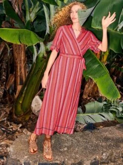 WHITE STUFF Felicity Linen Blend Dress In PINK MULTI