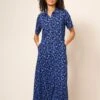 WHITE STUFF Rua Jersey Short Sleeve Shirt Dress In BLUE MULTI