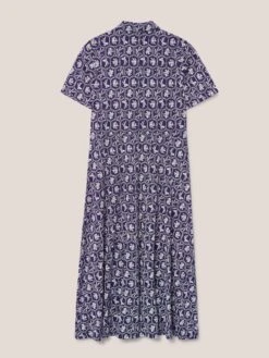 WHITE STUFF Rua Jersey Short Sleeve Shirt Dress In NAVY MULTI -Whte Stuffy Store 438814 NAVY MULTI FB