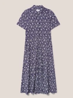 WHITE STUFF Rua Jersey Short Sleeve Shirt Dress In NAVY MULTI -Whte Stuffy Store 438814 NAVY MULTI FF