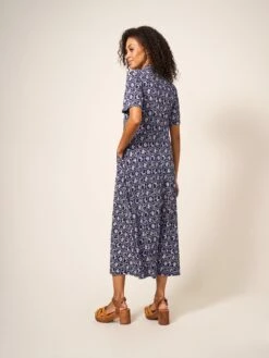 WHITE STUFF Rua Jersey Short Sleeve Shirt Dress In NAVY MULTI -Whte Stuffy Store 438814 NAVY MULTI MB