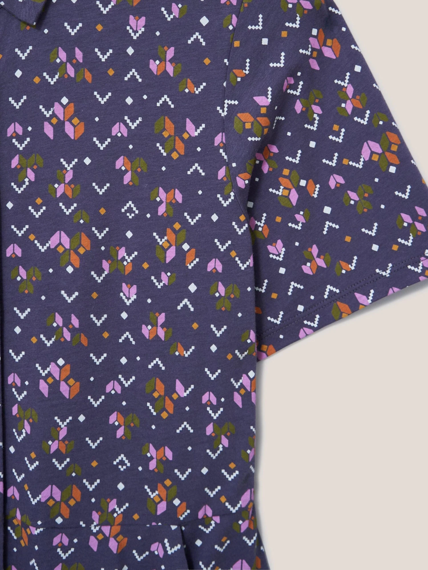 WHITE STUFF Rua Jersey Short Sleeve Shirt Dress In PURPLE MULTI 6 WHITE STUFF Rua Jersey Short Sleeve Shirt Dress In PURPLE MULTI - Image 6