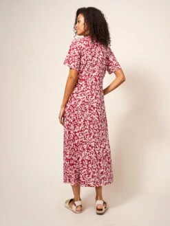 WHITE STUFF Rua Jersey Short Sleeve Shirt Dress In RED MULTI -Whte Stuffy Store 438814 RED MLT MB