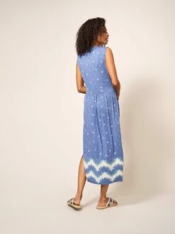 WHITE STUFF Zoe Eco Vero Jersey Dress In BLUE MULTI -Whte Stuffy Store 438815 BLUE MLT MB