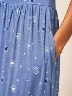 WHITE STUFF Zoe Eco Vero Jersey Dress In BLUE MULTI -Whte Stuffy Store 438815 BLUE MLT MD