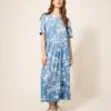 WHITE STUFF Elisa Eco Vero Midi Dress In BLUE MULTI