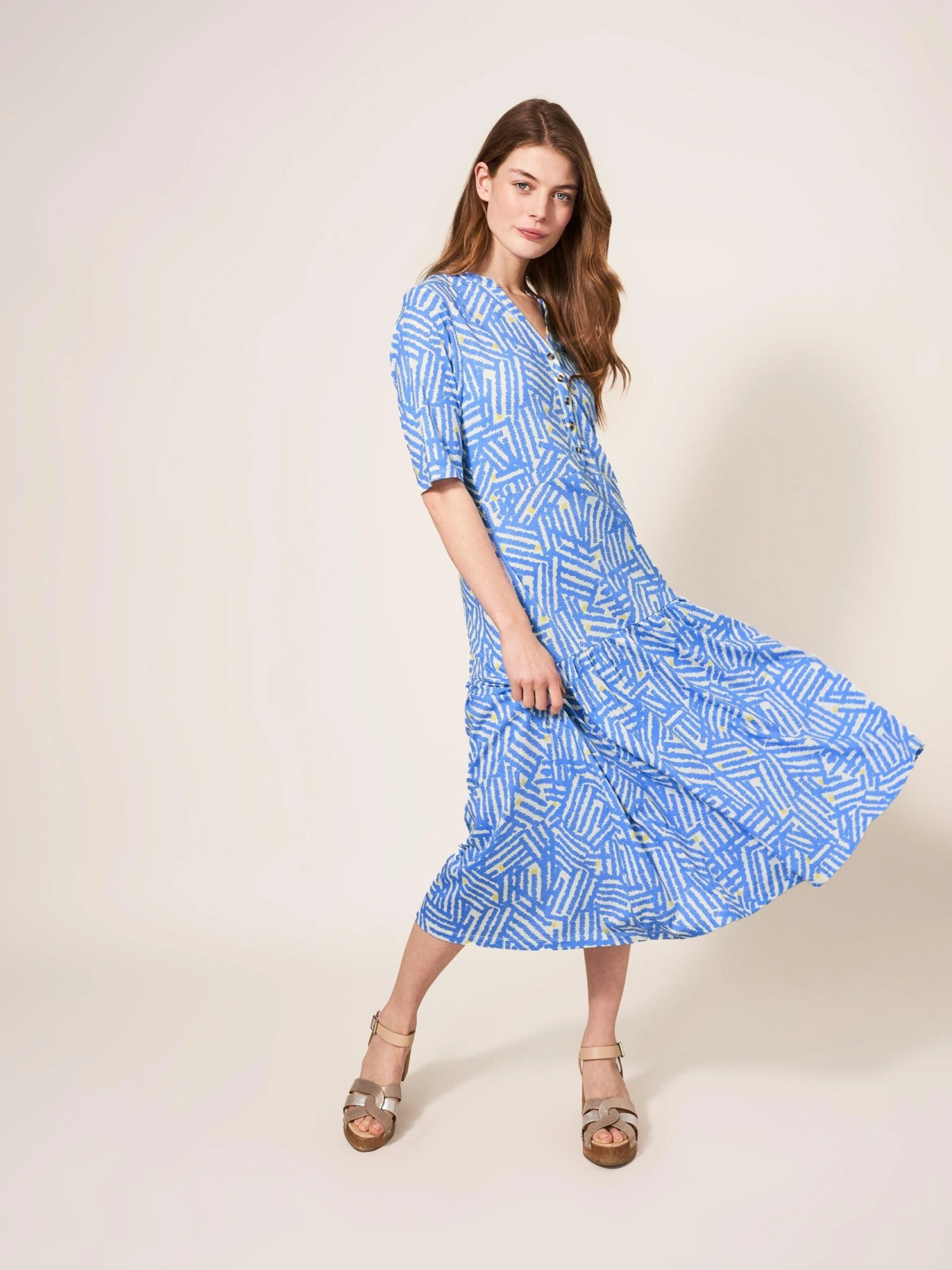 WHITE STUFF Sabina Jersey Dress In BLUE PRINT 2 WHITE STUFF Sabina Jersey Dress In BLUE PRINT - Image 2