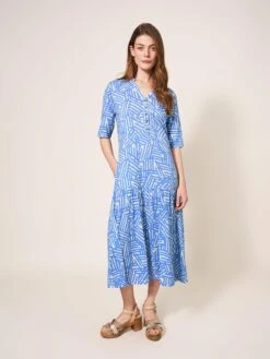 WHITE STUFF Sabina Jersey Dress In BLUE PRINT 7 WHITE STUFF Sabina Jersey Dress In BLUE PRINT -Whte Stuffy Store 438817 BLUE PR MF