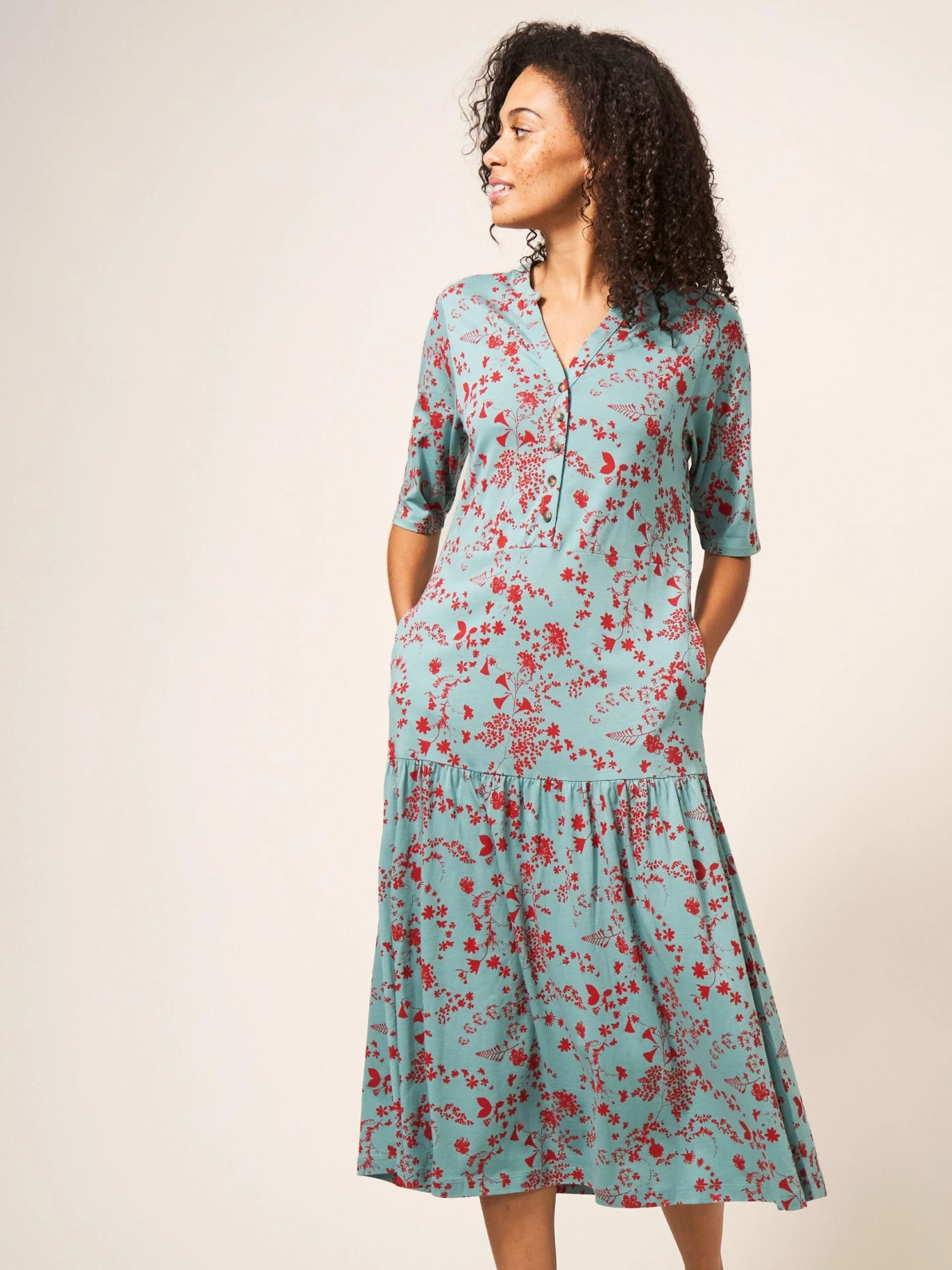 WHITE STUFF Sabina Jersey Dress In TEAL MULTI 2 WHITE STUFF Sabina Jersey Dress In TEAL MULTI - Image 2