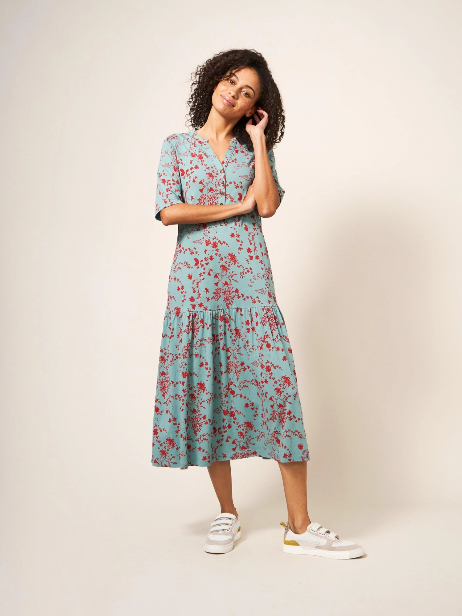 WHITE STUFF Sabina Jersey Dress In TEAL MULTI 3 WHITE STUFF Sabina Jersey Dress In TEAL MULTI - Image 3