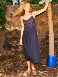 WHITE STUFF Colette Embroidered Midi Dress In PURPLE MULTI