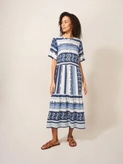 WHITE STUFF Pip Midi Dress In BLUE MULTI -Whte Stuffy Store 438820 BLUE MLT MF