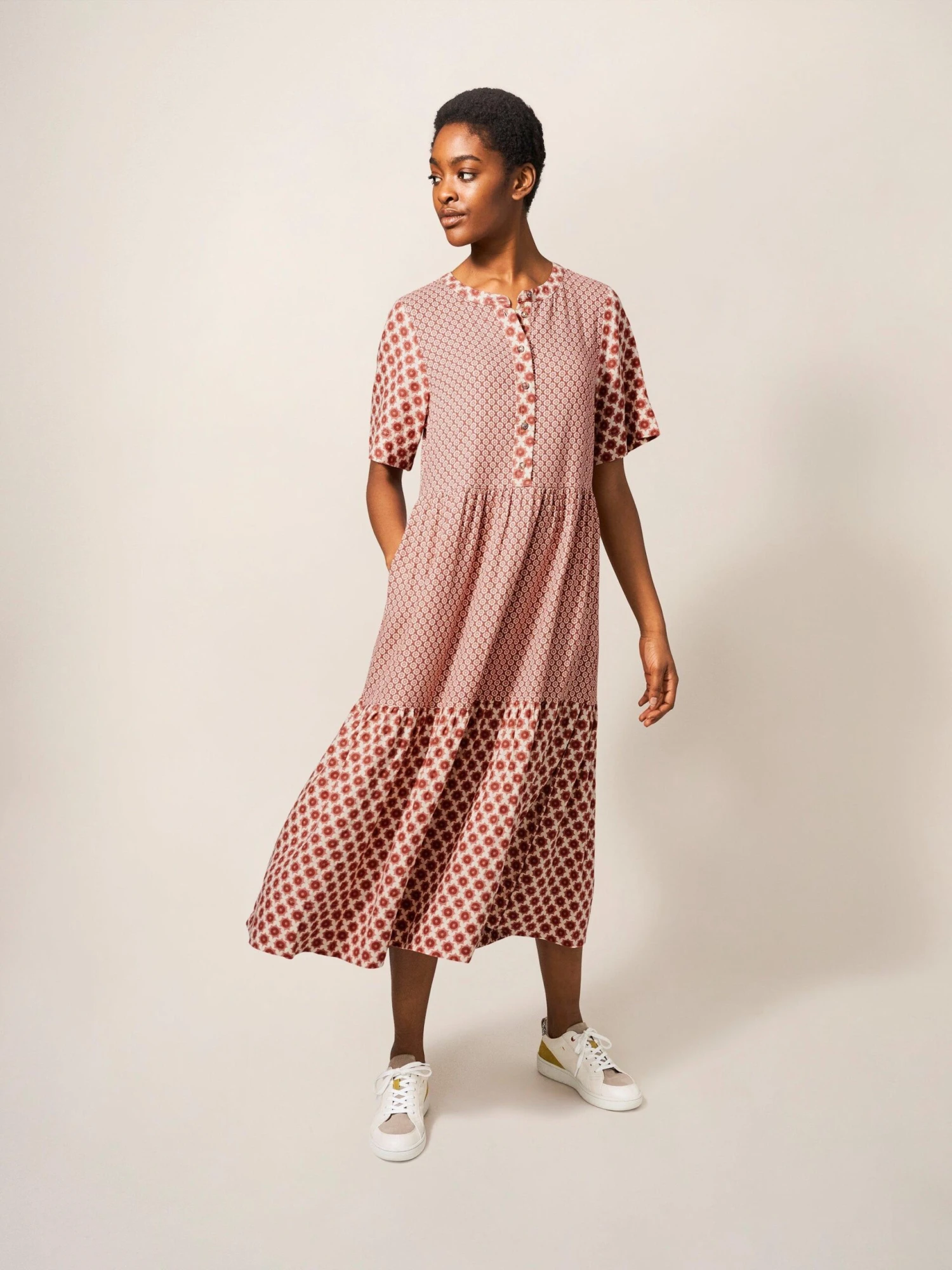 WHITE STUFF Pip Midi Length Dress In RED MULTI 3 WHITE STUFF Pip Midi Length Dress In RED MULTI - Image 3