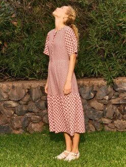 WHITE STUFF Pip Midi Length Dress In RED MULTI