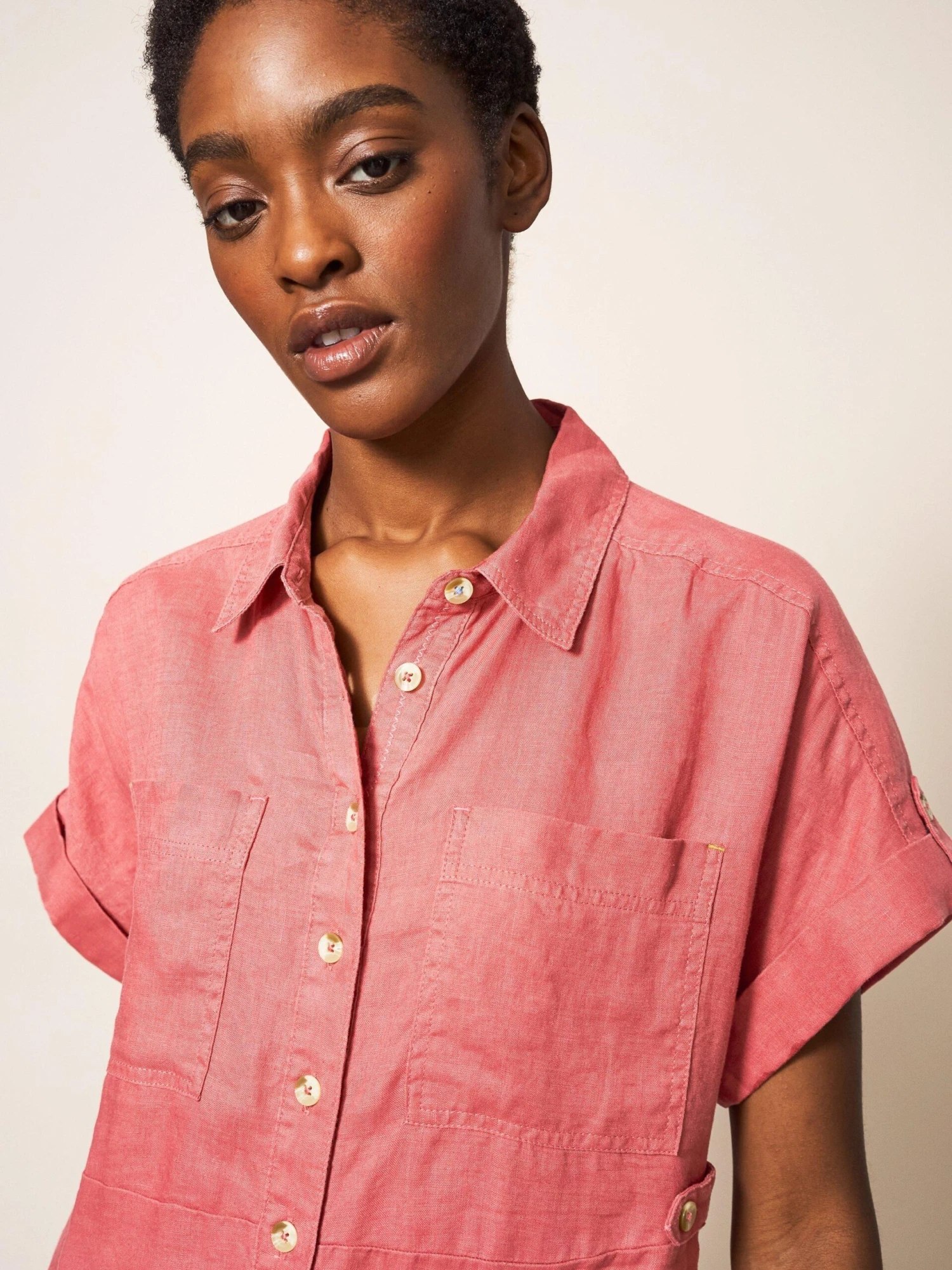 WHITE STUFF Reno Linen Midi Shirt Dress In MID PLUM 2 WHITE STUFF Reno Linen Midi Shirt Dress In MID PLUM - Image 2