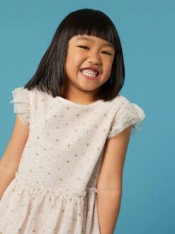 WHITE STUFF Tuelle Star Layered Dress In MID PINK