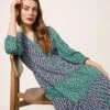 WHITE STUFF Mabel Mixed Print Dress In TEAL MULTI
