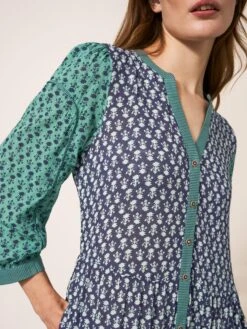 WHITE STUFF Mabel Mixed Print Dress In TEAL MULTI -Whte Stuffy Store 439027 TEAL MLT MD