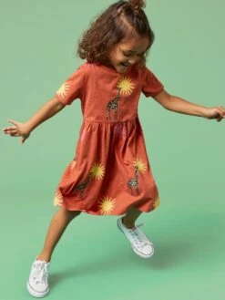 WHITE STUFF Esme Printed SS Dress In CORAL MULTI -Whte Stuffy Store 439030 CORAL MLT MD