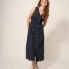 WHITE STUFF Sophia Cotton Midi Dress In PURE BLACK
