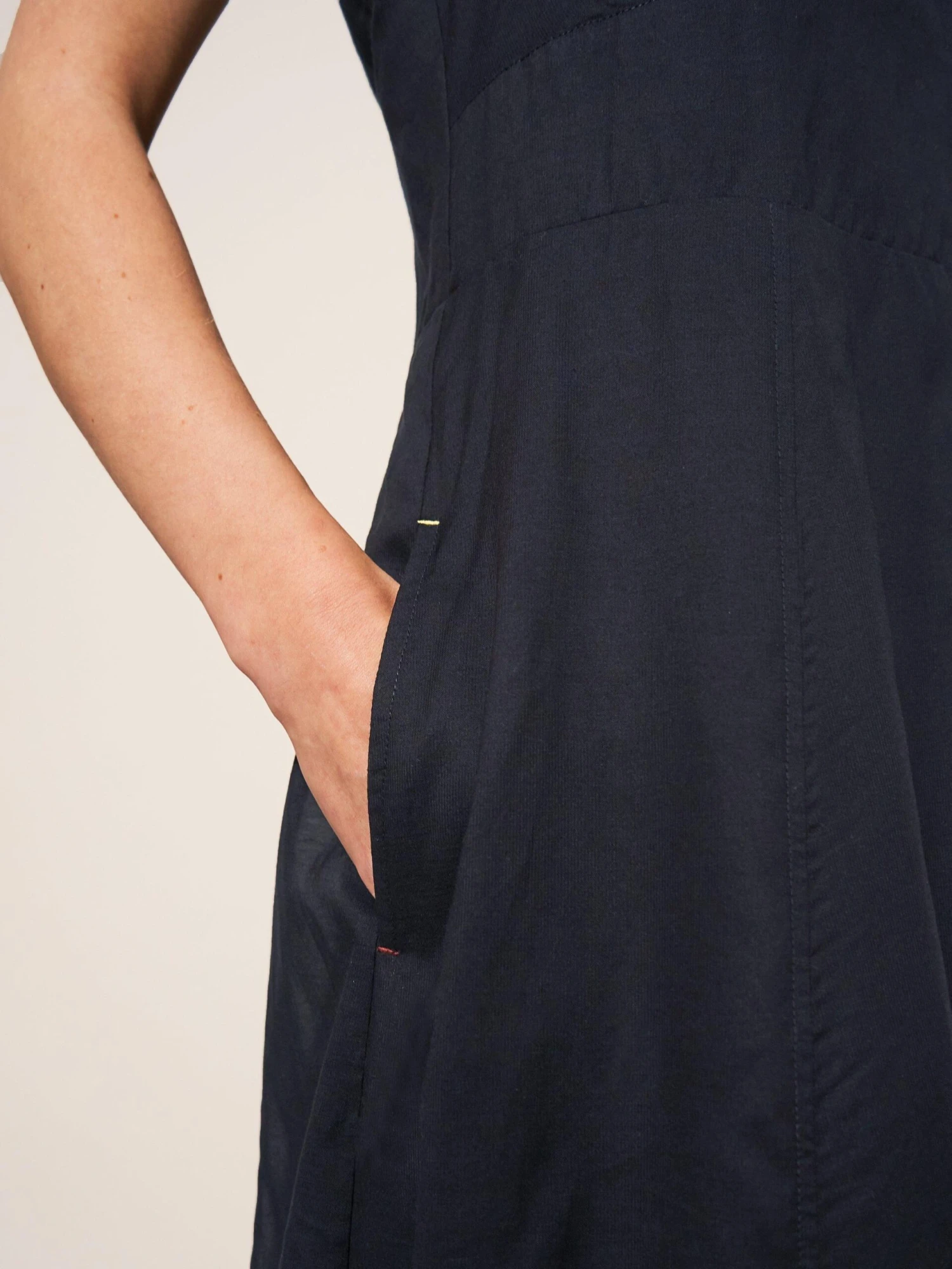 WHITE STUFF Sophia Cotton Midi Dress In PURE BLACK 3 WHITE STUFF Sophia Cotton Midi Dress In PURE BLACK - Image 3