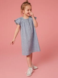 Whte Stuffy Store 4 WHITE STUFF Chambray Frill Dress In CHAMBRAY BLUE