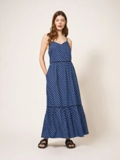 WHITE STUFF Skylar Cotton Maxi Dress In BLUE MULTI