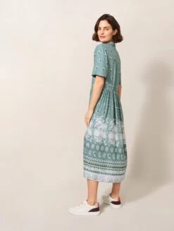 WHITE STUFF Renee Short Sleeve Midi Shirt Dress In TEAL MULTI 9 WHITE STUFF Renee Short Sleeve Midi Shirt Dress In TEAL MULTI -Whte Stuffy Store 439074 TEAL MLT MB