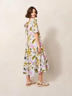 WHITE STUFF Jolene Cotton Midi Dress In WHITE MULTI 12 WHITE STUFF Jolene Cotton Midi Dress In WHITE MULTI -Whte Stuffy Store 439117 WHITE MLT MB