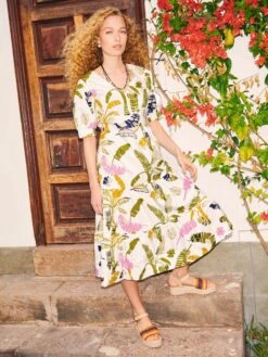 Whte Stuffy Store 12 WHITE STUFF Jolene Cotton Midi Dress In WHITE MULTI