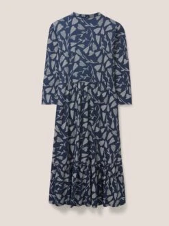WHITE STUFF Naya Jersey Midi Dress In NAVY MULTI -Whte Stuffy Store 439119 NAVY MULTI FB