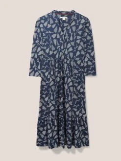 WHITE STUFF Naya Jersey Midi Dress In NAVY MULTI -Whte Stuffy Store 439119 NAVY MULTI FF