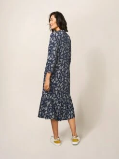 WHITE STUFF Naya Jersey Midi Dress In NAVY MULTI -Whte Stuffy Store 439119 NAVY MULTI MB