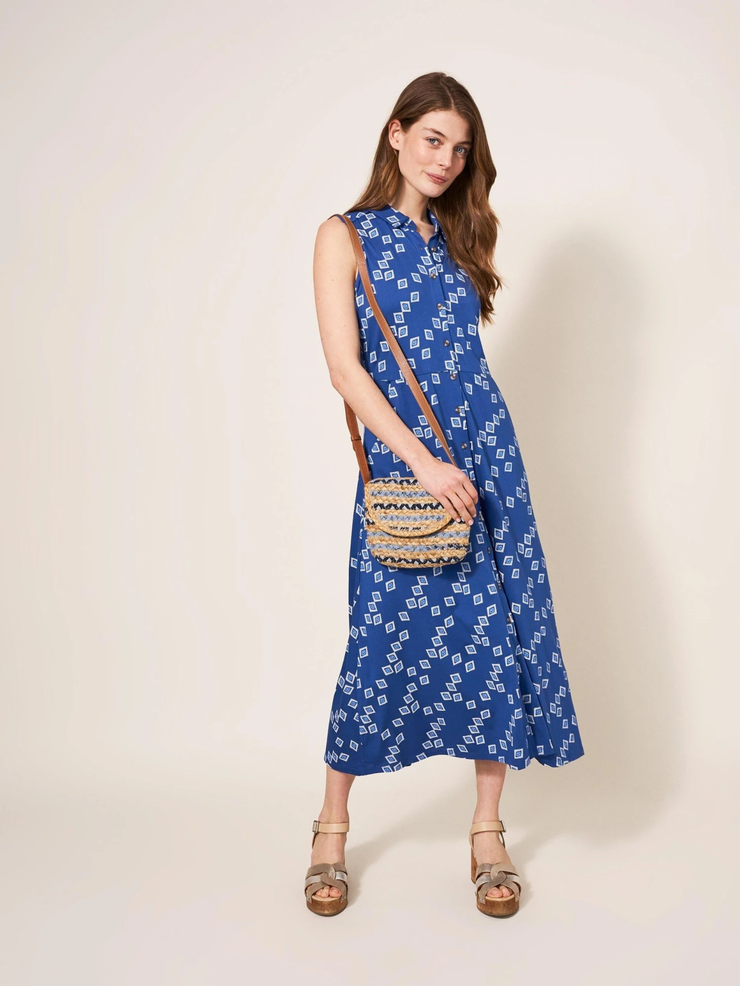 WHITE STUFF Rua Sleeveless Jersey Dress In NAVY PRINT 2 WHITE STUFF Rua Sleeveless Jersey Dress In NAVY PRINT - Image 2