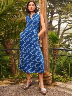 WHITE STUFF Rua Sleeveless Jersey Dress In NAVY PRINT