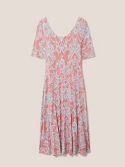 WHITE STUFF Madeline Eco Vero Midi Jersey Dress In RED MULTI -Whte Stuffy Store 439205 RED MLT FB