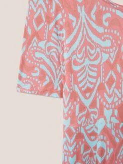 WHITE STUFF Madeline Eco Vero Midi Jersey Dress In RED MULTI -Whte Stuffy Store 439205 RED MLT FD