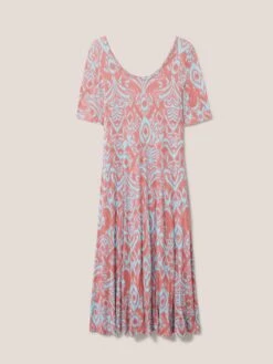 WHITE STUFF Madeline Eco Vero Midi Jersey Dress In RED MULTI -Whte Stuffy Store 439205 RED MLT FF
