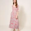 WHITE STUFF Madeline Eco Vero Midi Jersey Dress In RED MULTI