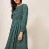 WHITE STUFF Aneth Eco Vero Shirred Dress In TEAL PRINT