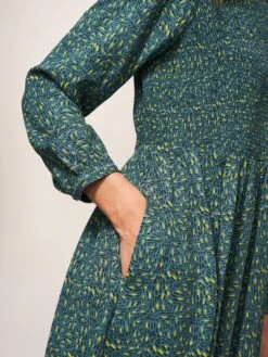 WHITE STUFF Aneth Eco Vero Shirred Dress In TEAL PRINT 6 WHITE STUFF Aneth Eco Vero Shirred Dress In TEAL PRINT -Whte Stuffy Store 439234 TEAL PR MD