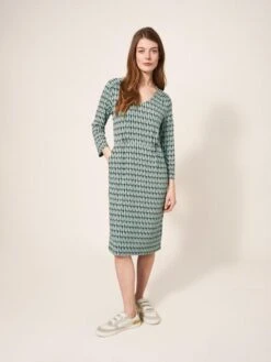WHITE STUFF Tallie Dress In GREEN MULTI -Whte Stuffy Store 439497 GREEN MLT MD