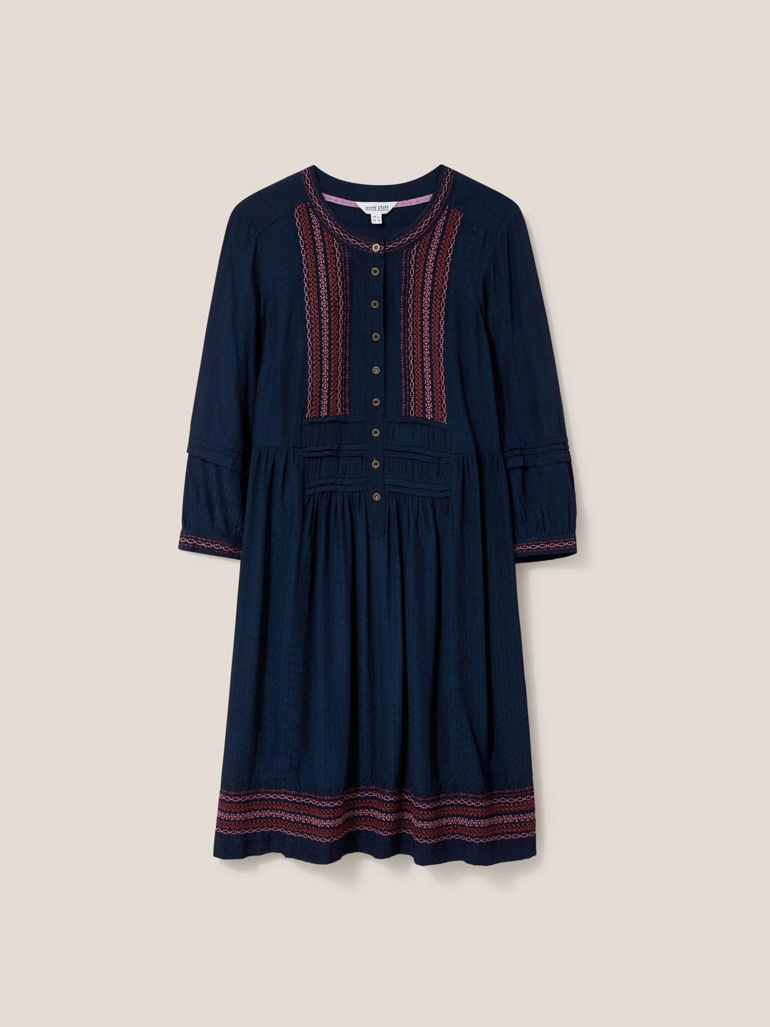 WHITE STUFF Liv Embroidered Dress In NAVY MULTI 1 WHITE STUFF Liv Embroidered Dress In NAVY MULTI