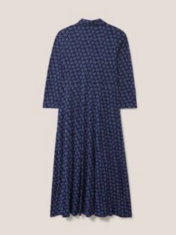 WHITE STUFF Rua Printed Midi Dress In NAVY MULTI -Whte Stuffy Store 439508 NAVY MULTI FB 1