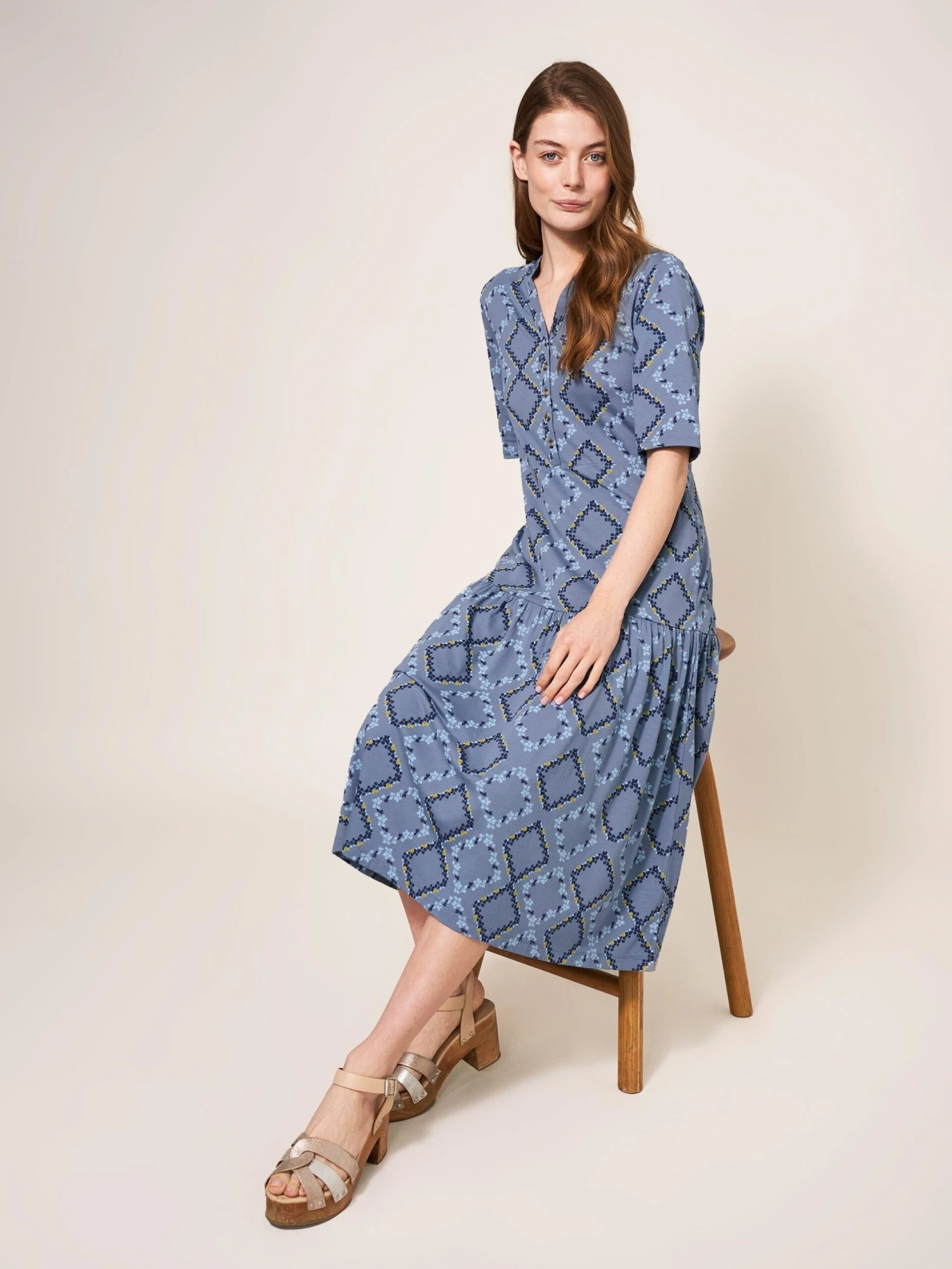 WHITE STUFF Sabina Jersey Midi Dress In BLUE MULTI 1 WHITE STUFF Sabina Jersey Midi Dress In BLUE MULTI