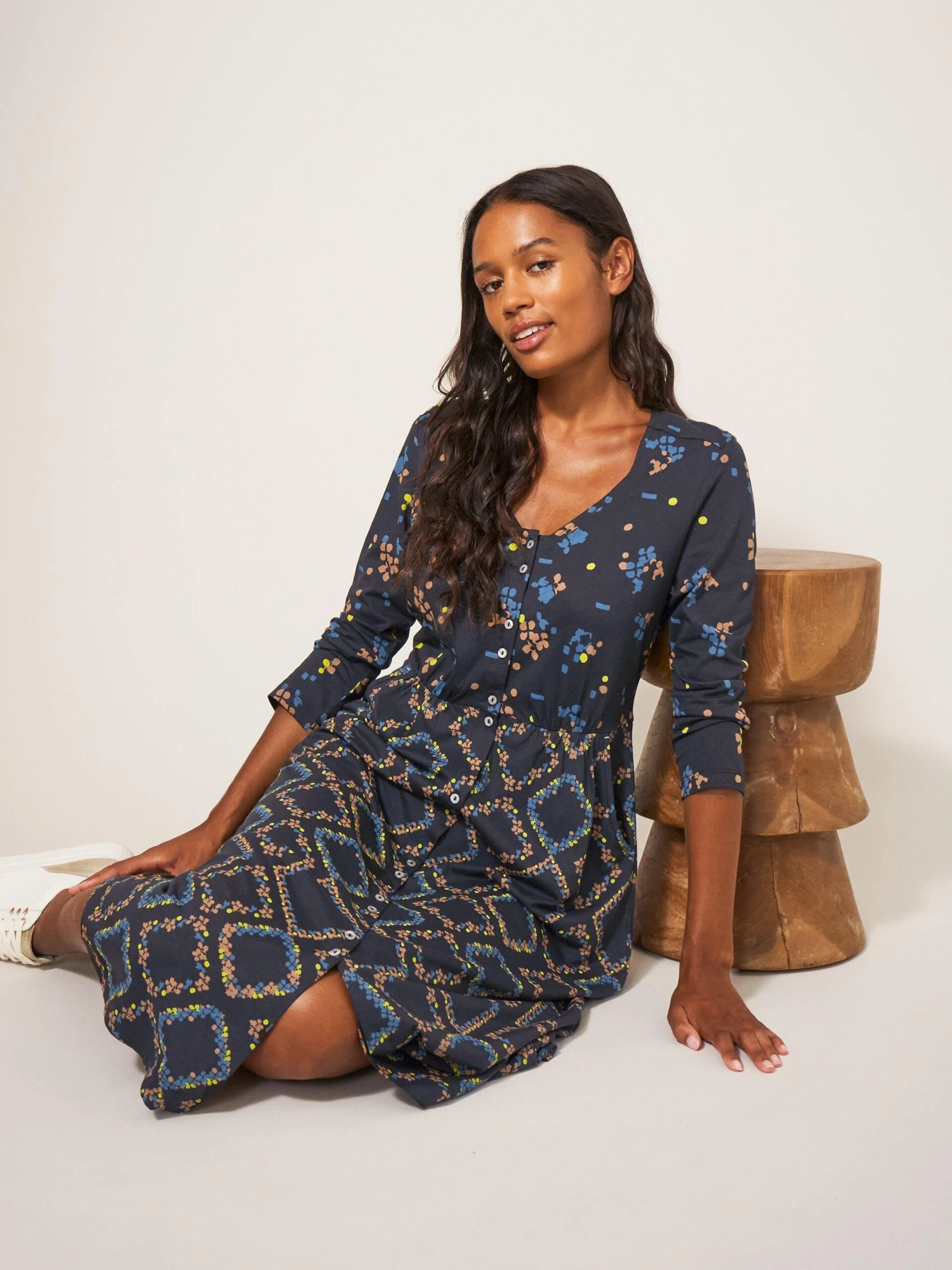 WHITE STUFF Mia Jersey Dress In BLACK MULTI 1 WHITE STUFF Mia Jersey Dress In BLACK MULTI